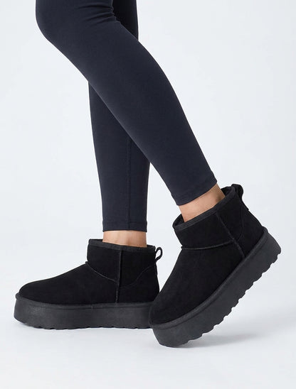 Bottines fourrées en suédine - Noir