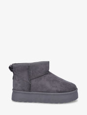 Bottines fourrées en suédine - Gris foncé - 1