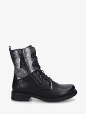 Bottines lacées à cheville effet python irisé - Noir - 1