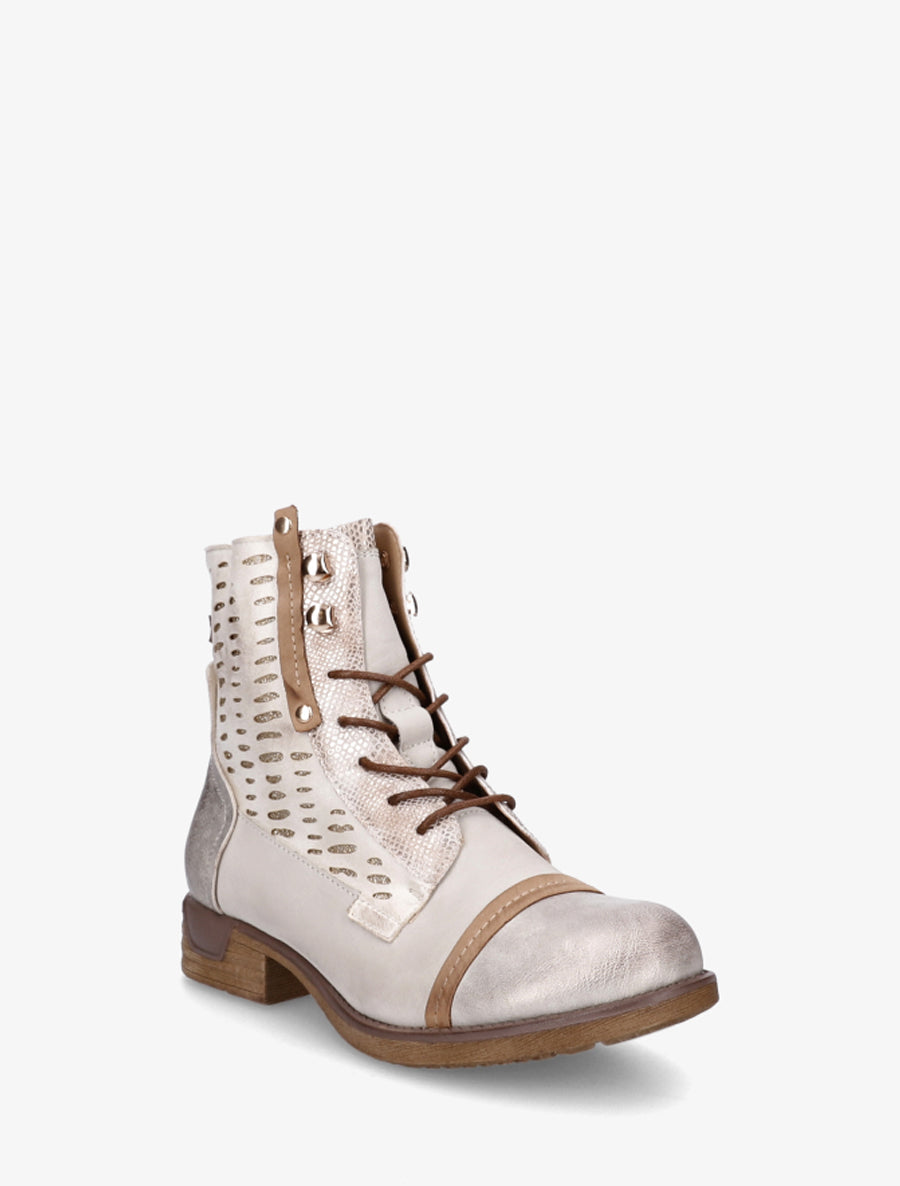 Bottines lacées irisées à perforations - Or - 2
