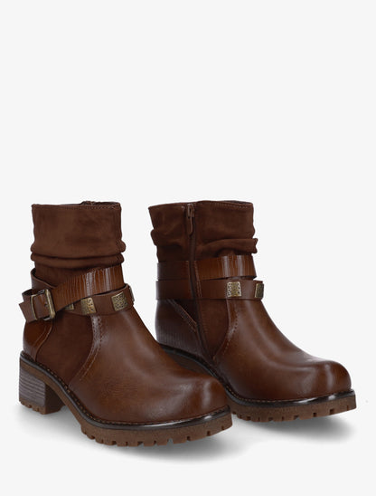Boots plissées à boucle - Camel foncé - 4