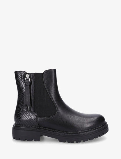 Bottines élastiquées à zip décoratif - Noir - 1