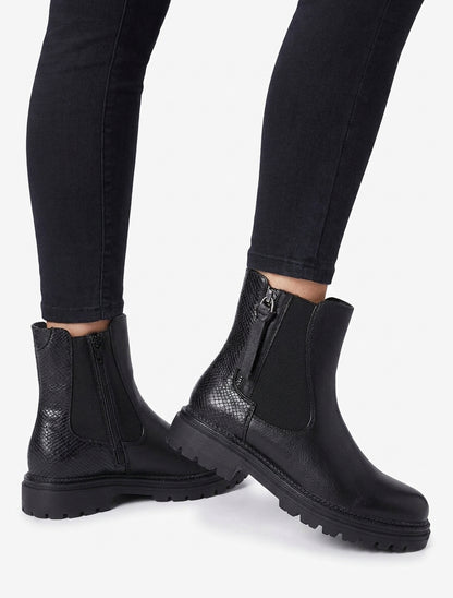 Bottines élastiquées à zip décoratif - Noir