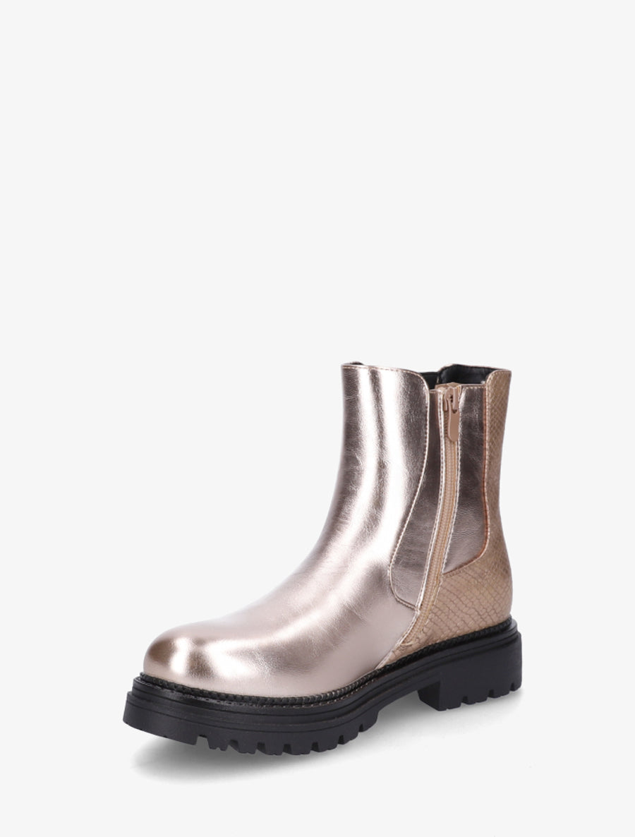 Bottines élastiquées à zip décoratif - Rose gold - 3