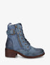 Bottines lacées à boucle et contrefort python - Bleu - 1