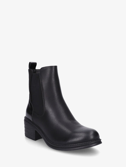 Bottines bimatière à contrefort effet python - Noir - 2