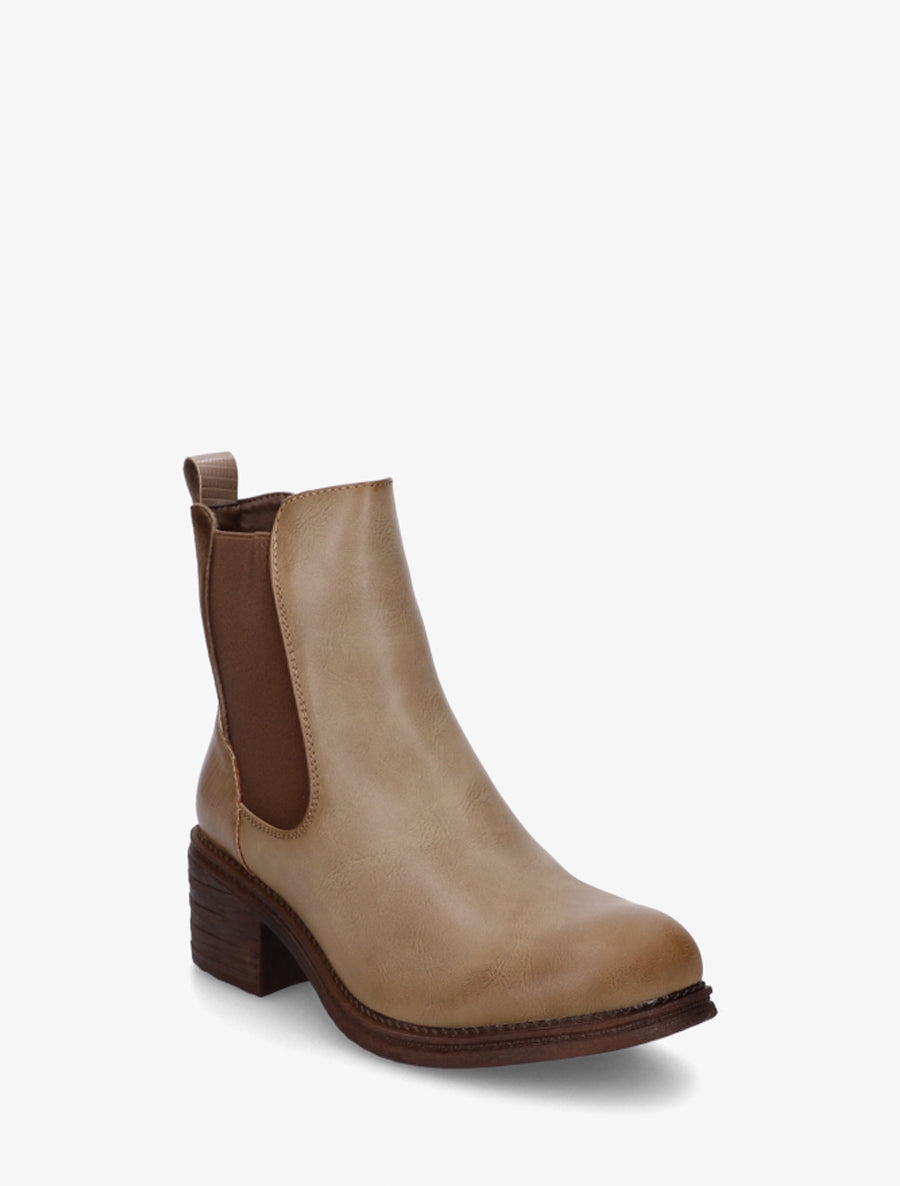 Bottines bimatière à contrefort effet python - Taupe - 2