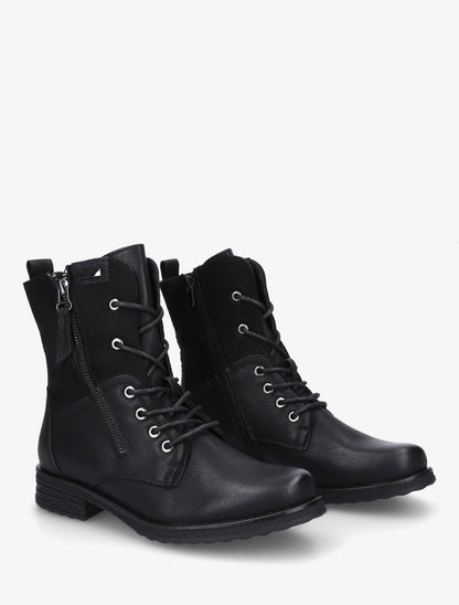 Bottines bimatière à lacets - Noir - 4