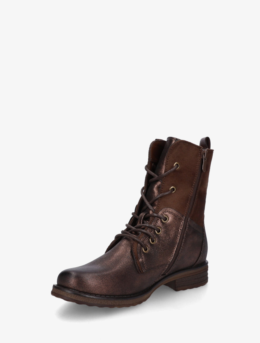 Bottines bimatière à lacets - Marron - 3