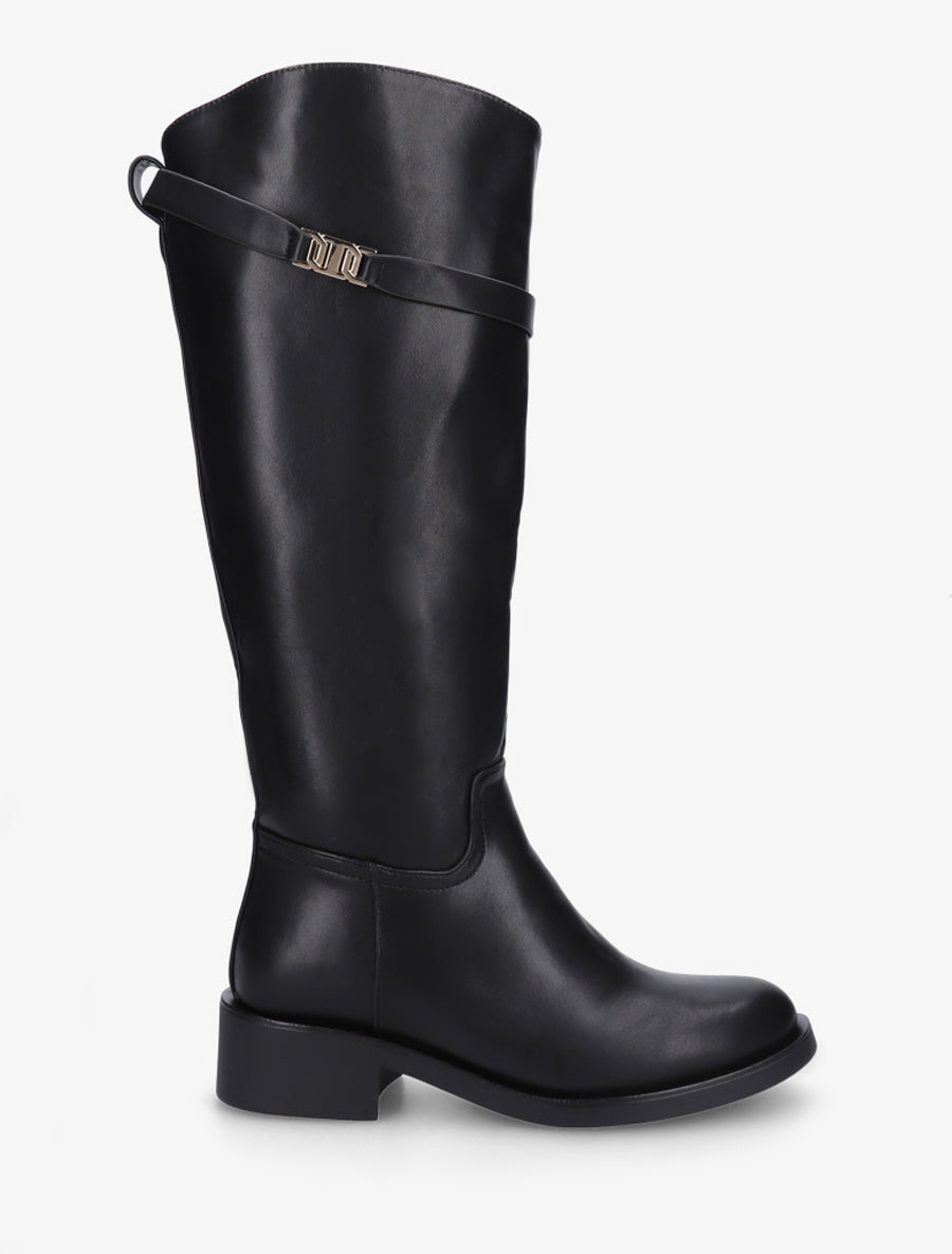 Bottes en simili à lannière décorative - Noir - 1