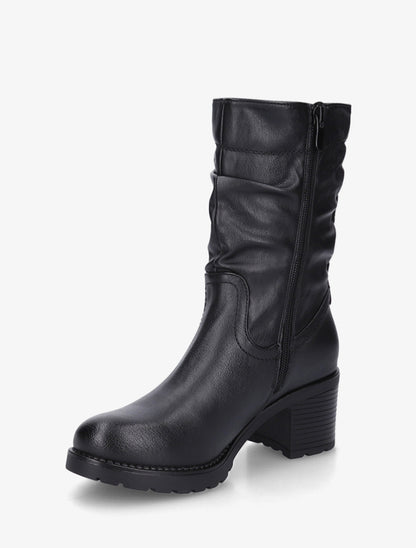 Bottines montantes effet froncé en simili - Noir - 3