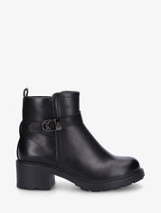 Bottines en simili à boucle métal et semelle crantée - Noir - 1
