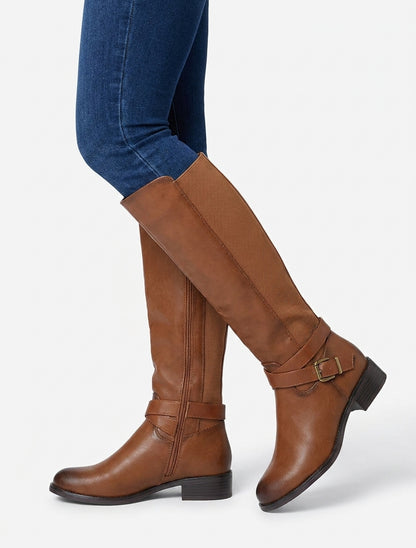 Bottes élastiquées à sangle et boucle - Camel
