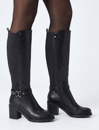 Bottes élastiquées à boucle métal - Noir
