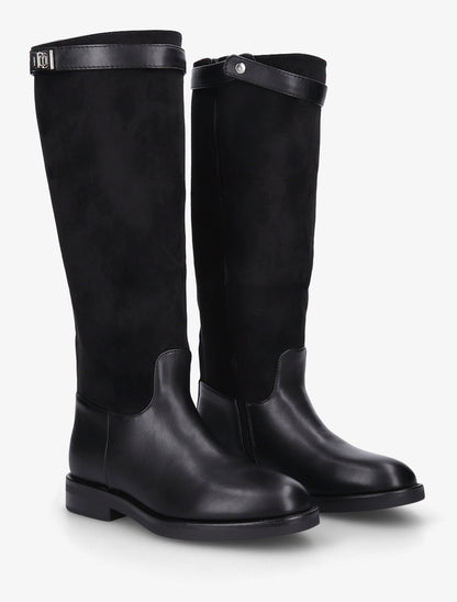 Bottes en suédine et simili - Noir - 4