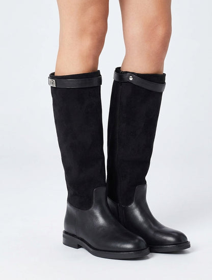 Bottes en suédine et simili - Noir