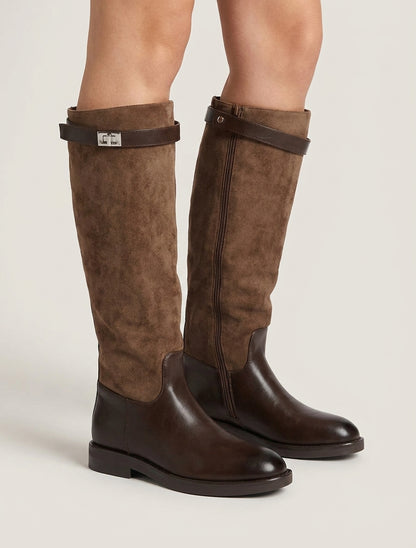 Bottes en suédine et simili - Marron
