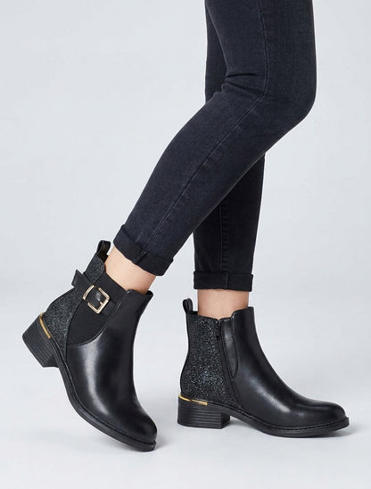 Bottines élastiquées à contrefort irisé - Noir