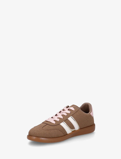 Sneakers effet nubuck à bandes contrastantes - Taupe - 3
