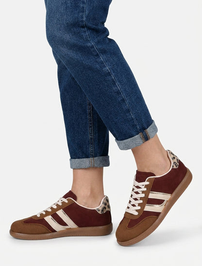 Sneakers effet nubuck à bandes contrastantes - Taupe