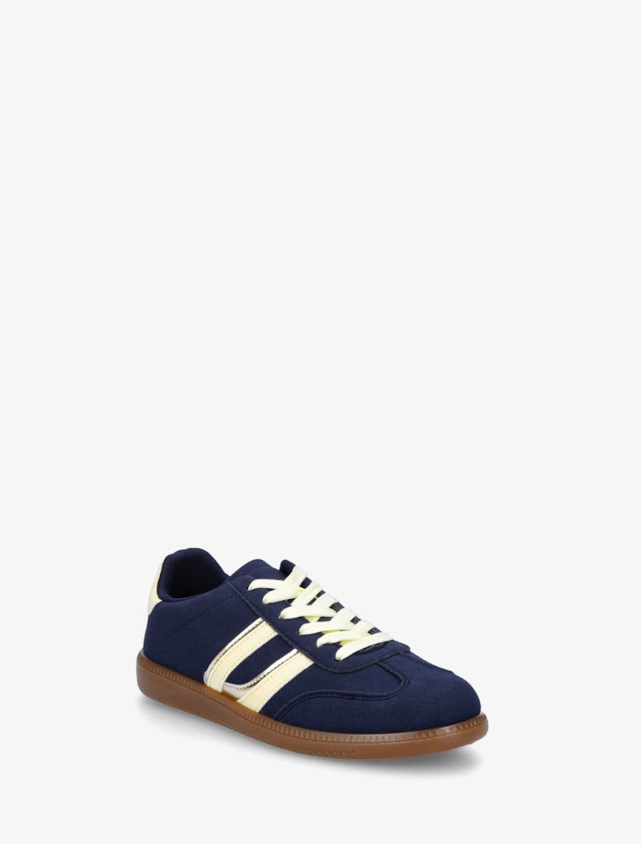 Sneakers effet nubuck à bandes contrastantes - Marine - 2