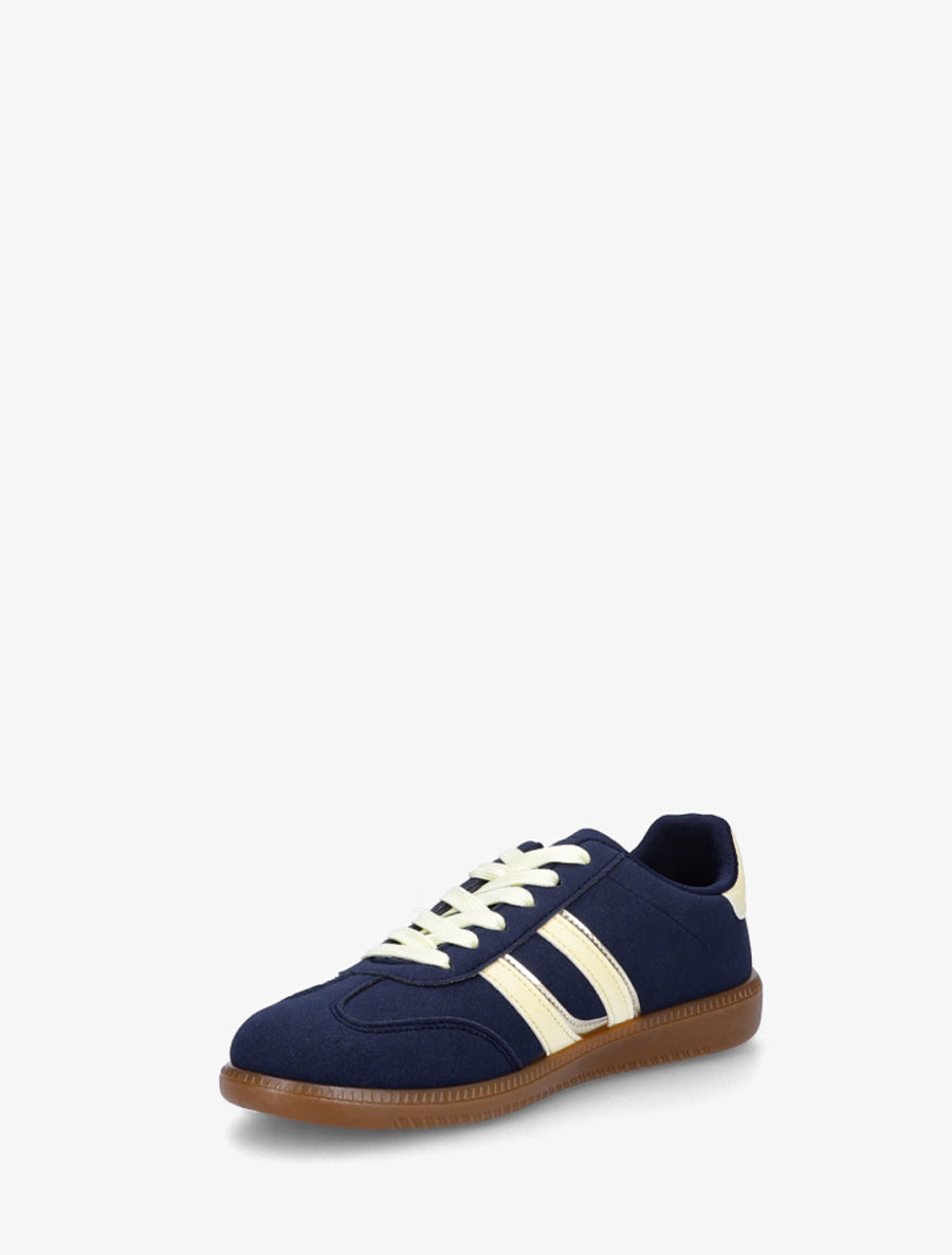 Sneakers effet nubuck à bandes contrastantes - Marine - 3