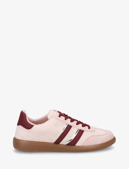 Sneakers effet nubuck à bandes contrastantes - Rose - 1