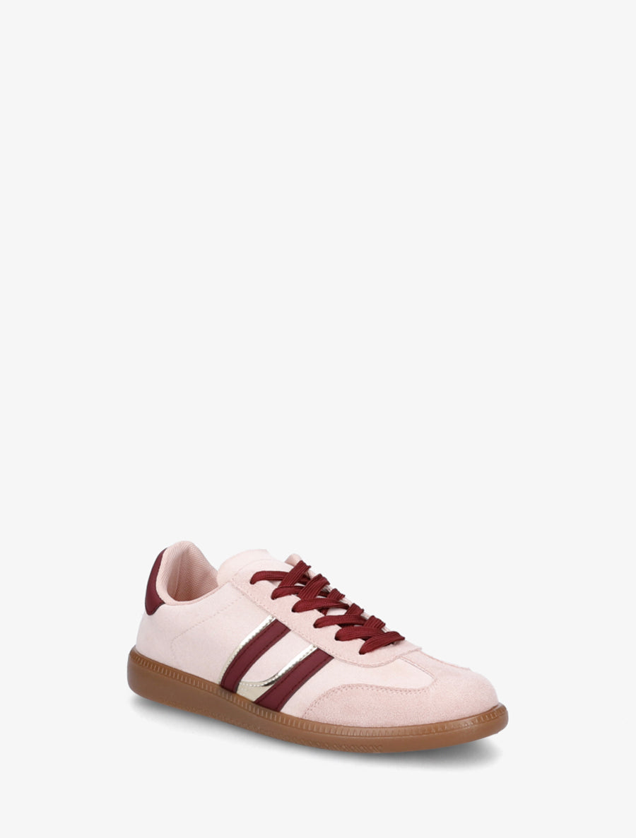 Sneakers effet nubuck à bandes contrastantes - Rose - 2