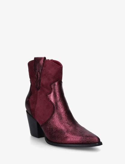 Bottines nacrées style santiag - Bordeaux - 2