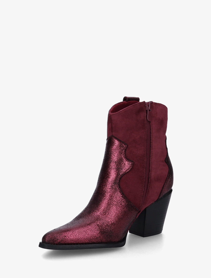 Bottines nacrées style santiag - Bordeaux - 3
