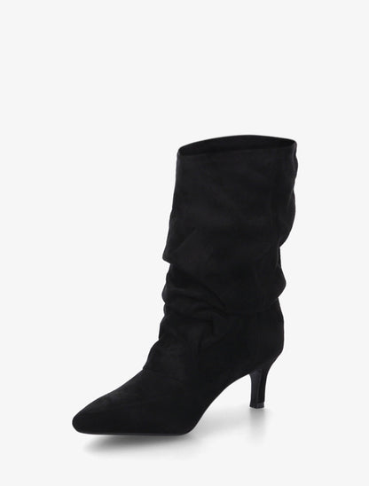Bottines en suédine froncé bouts pointus - Noir - 3