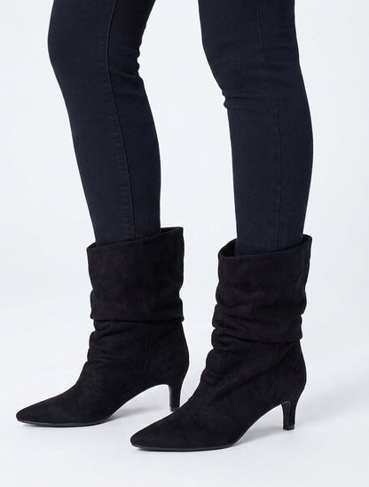 Bottines en suédine froncé bouts pointus - Noir