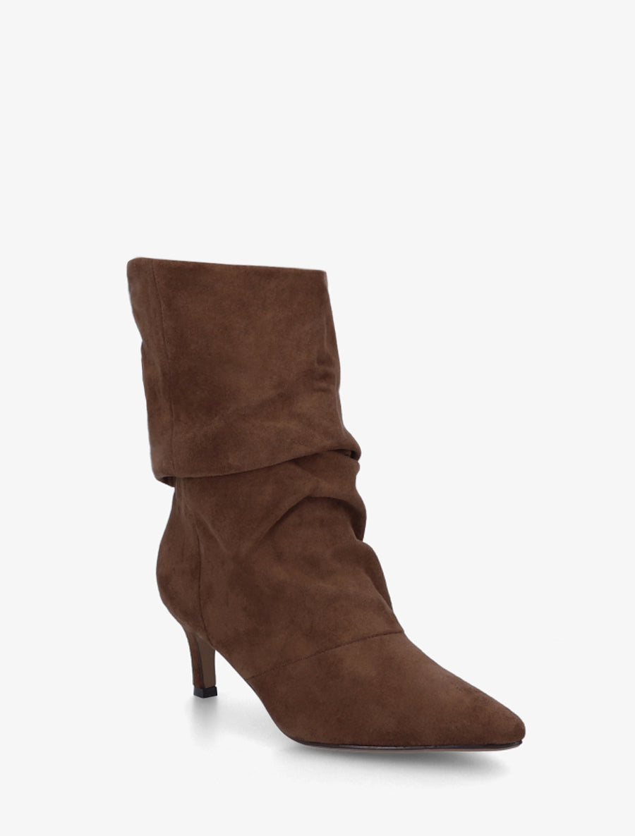Bottines en suédine froncé bouts pointus - Marron - 2