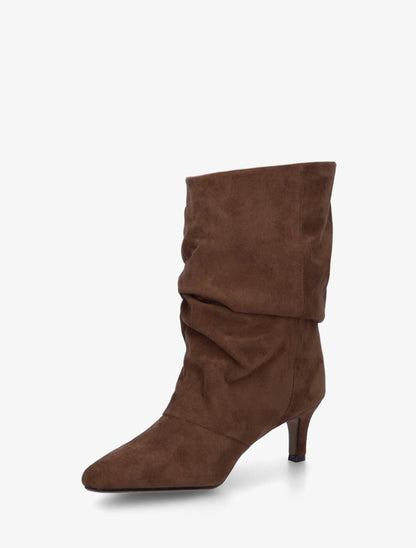Bottines en suédine froncé bouts pointus - Marron - 3
