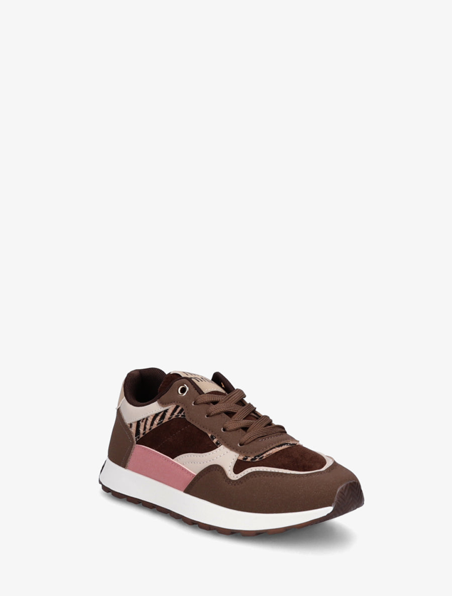Sneakers à bandes contrastantes - Marron - 2
