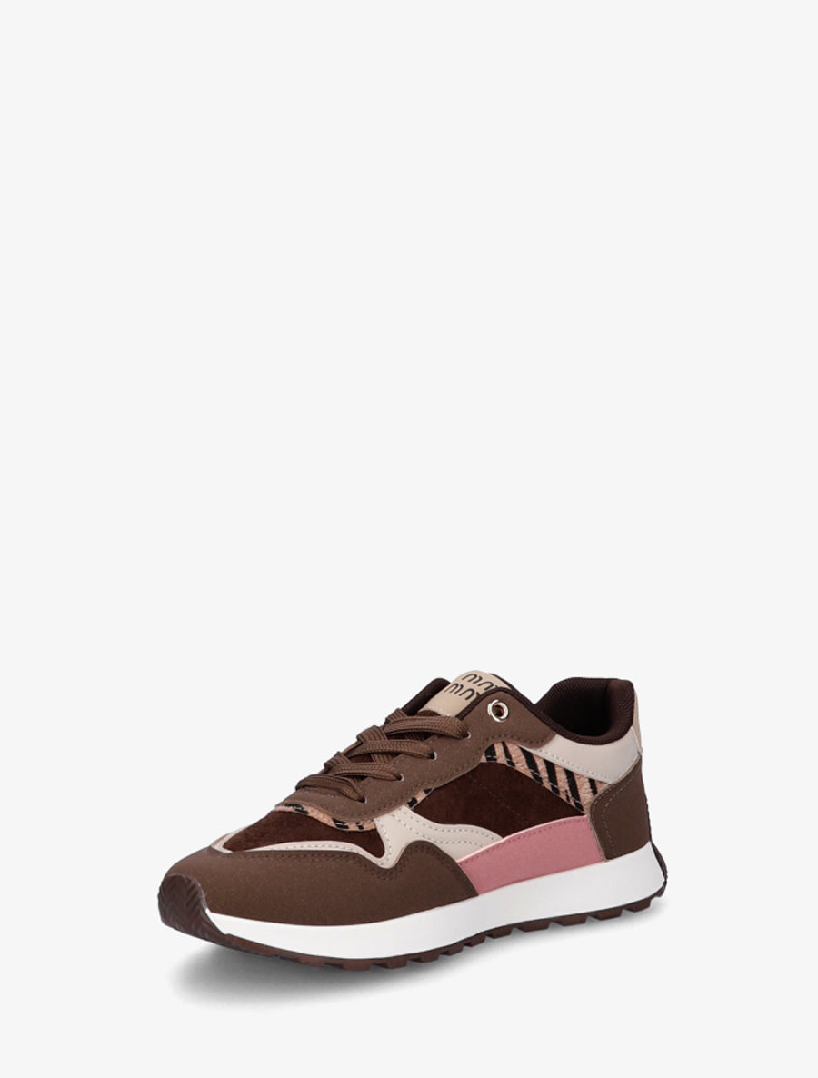 Sneakers à bandes contrastantes - Marron - 3