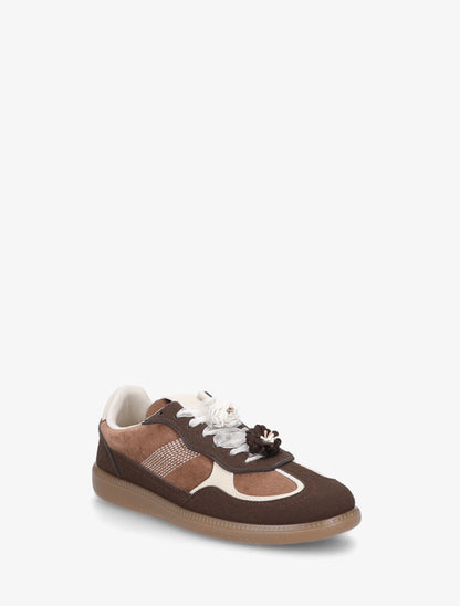 Sneakers à empiècement velours - Chocolat - 2