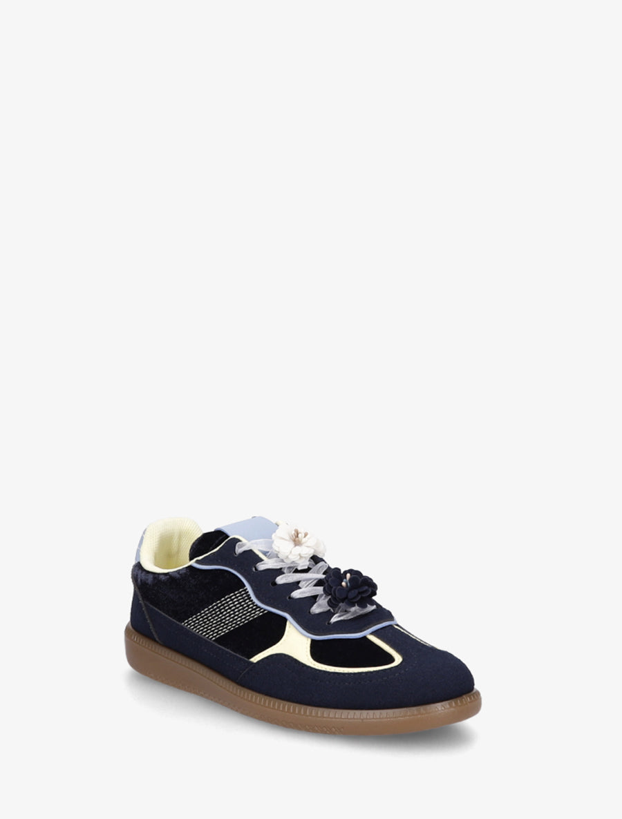 Sneakers à empiècement velours - Marine - 2