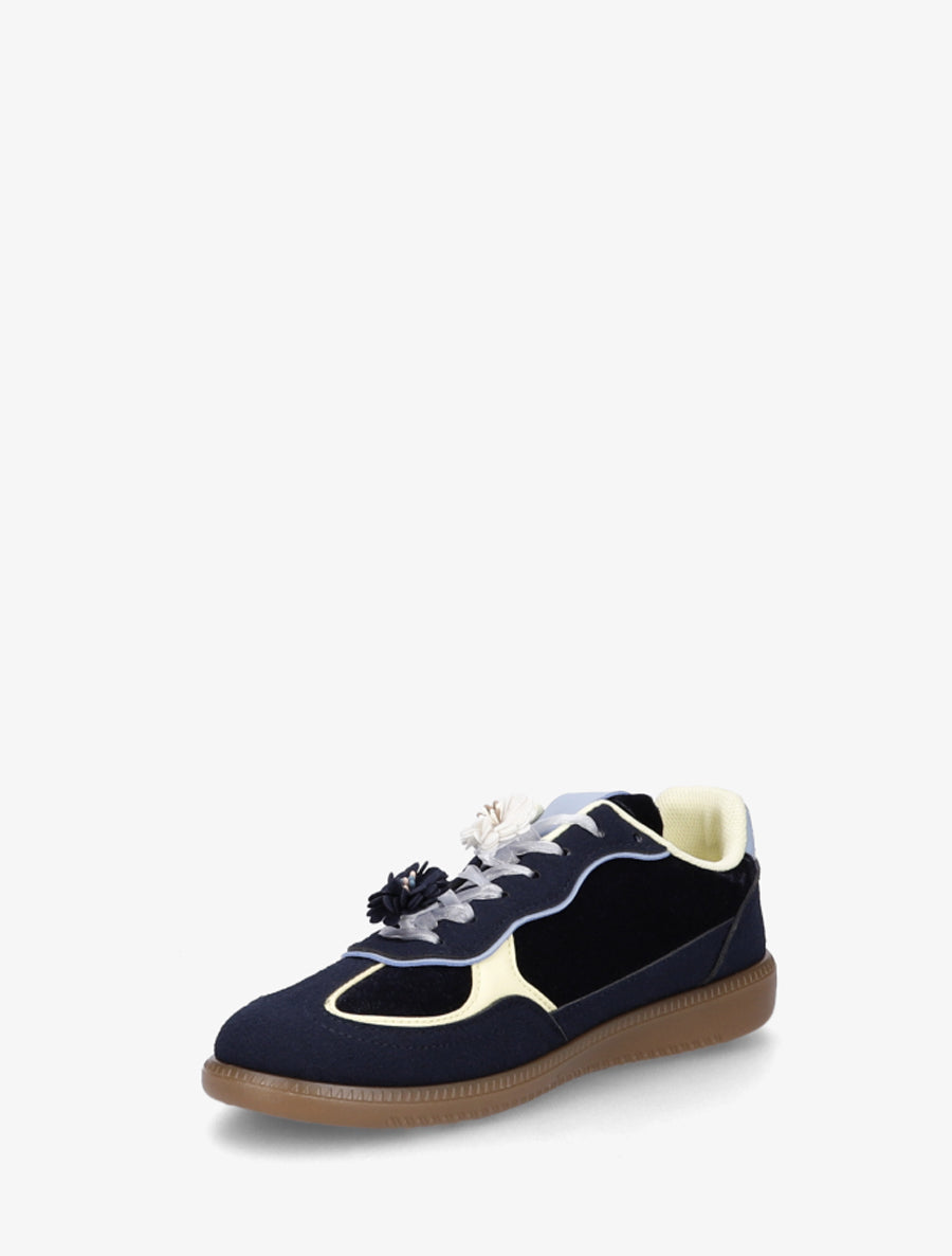 Sneakers à empiècement velours - Marine - 3