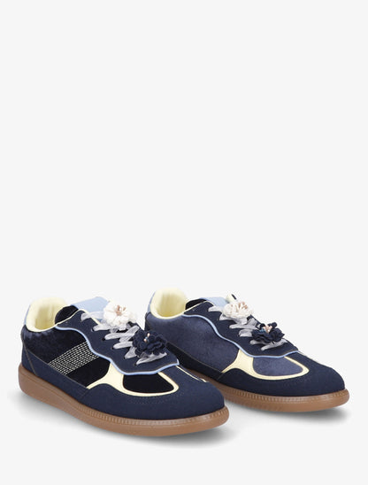 Sneakers à empiècement velours - Marine - 4