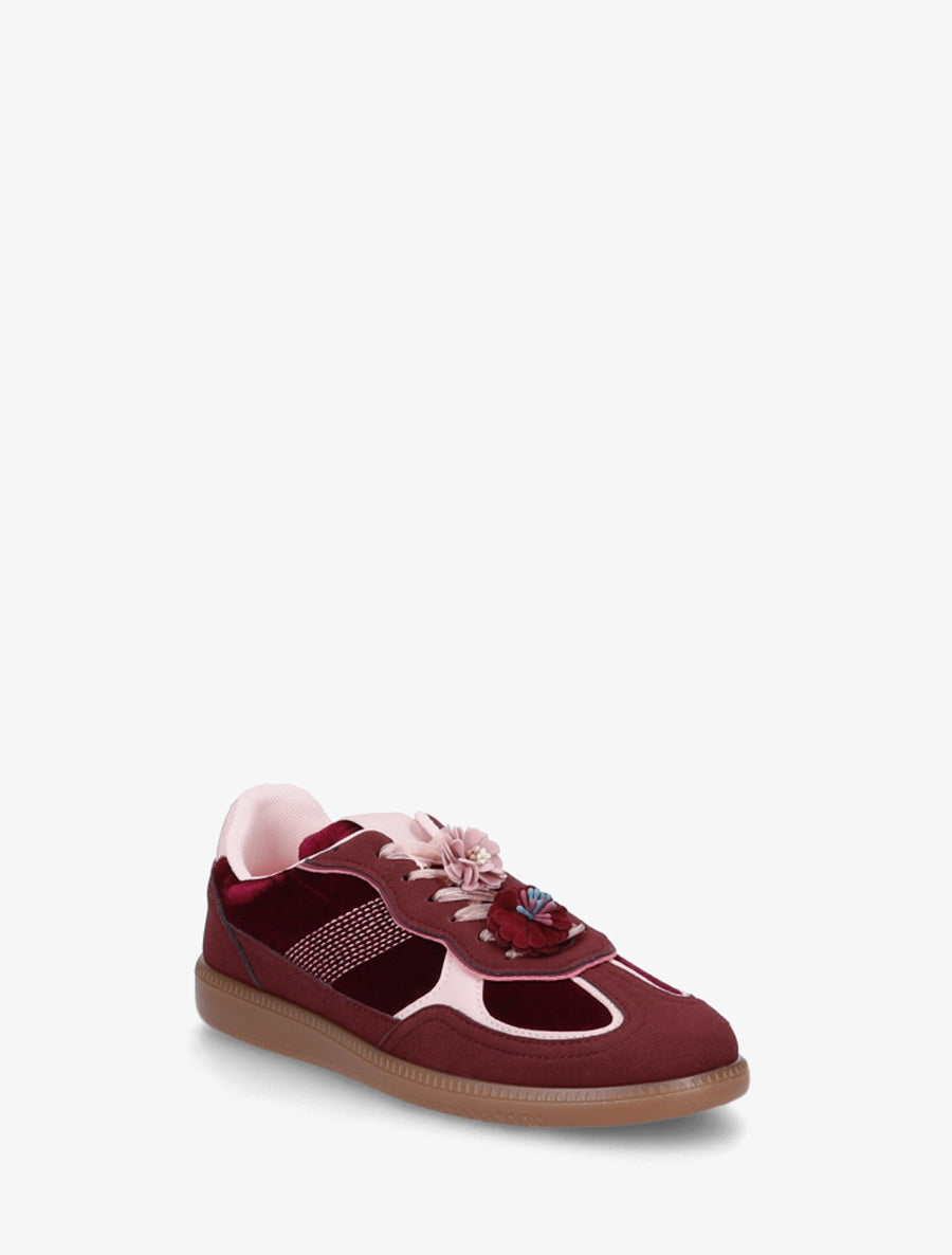 Sneakers à empiècement velours - Lie de vin - 2