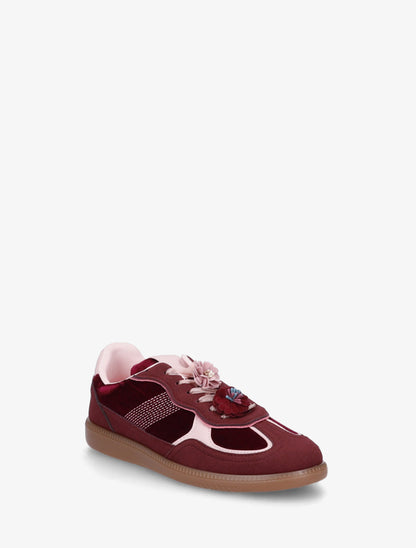 Sneakers à empiècement velours - Lie de vin - 2
