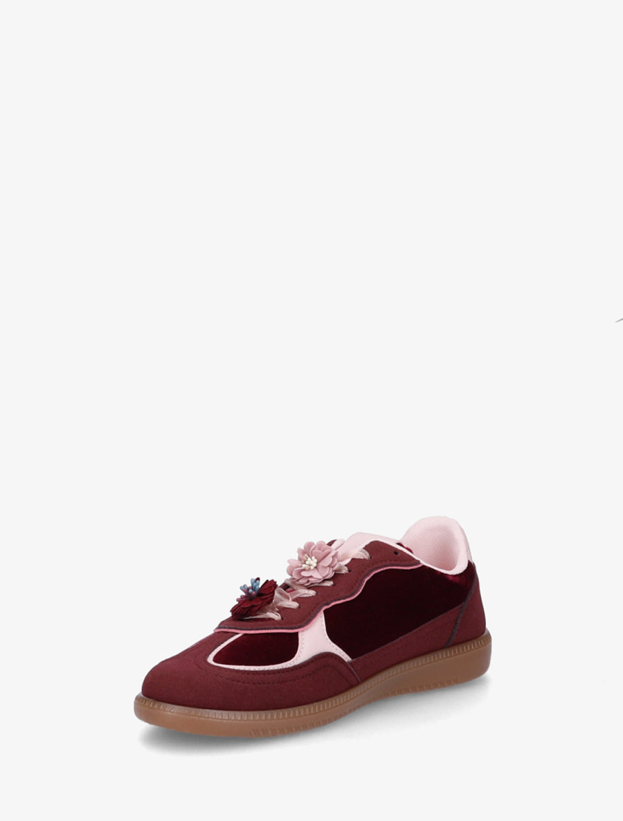 Sneakers à empiècement velours - Lie de vin - 3