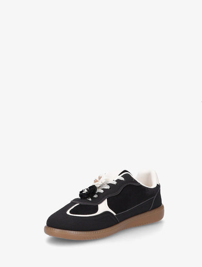 Sneakers à empiècement velours - Noir - 3