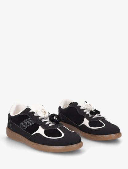 Sneakers à empiècement velours - Noir - 4