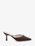 Mules satinées à strass et bouts pointus - Marron - 1