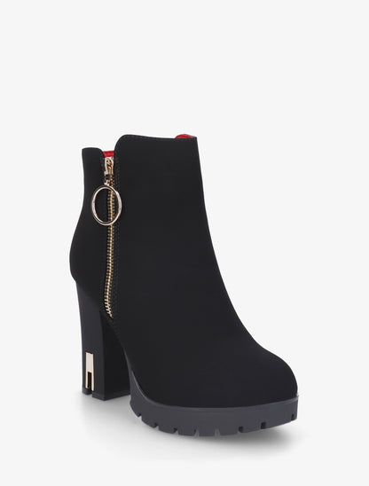Bottines à talon et zip - Noir - 2