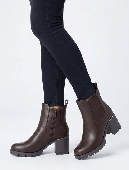 Bottines à cheville élastiquée - Marron