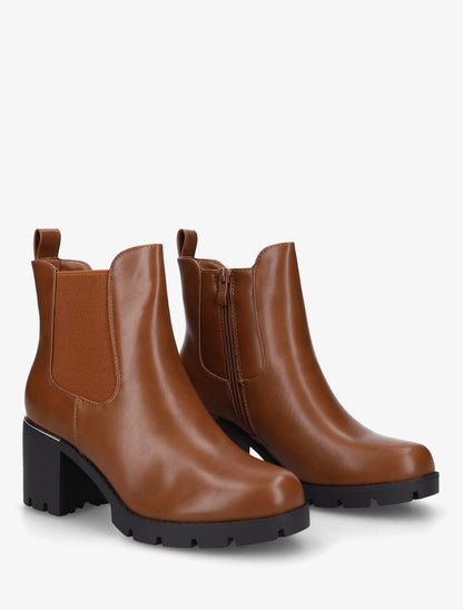 Bottines à cheville élastiquée - Camel - 4