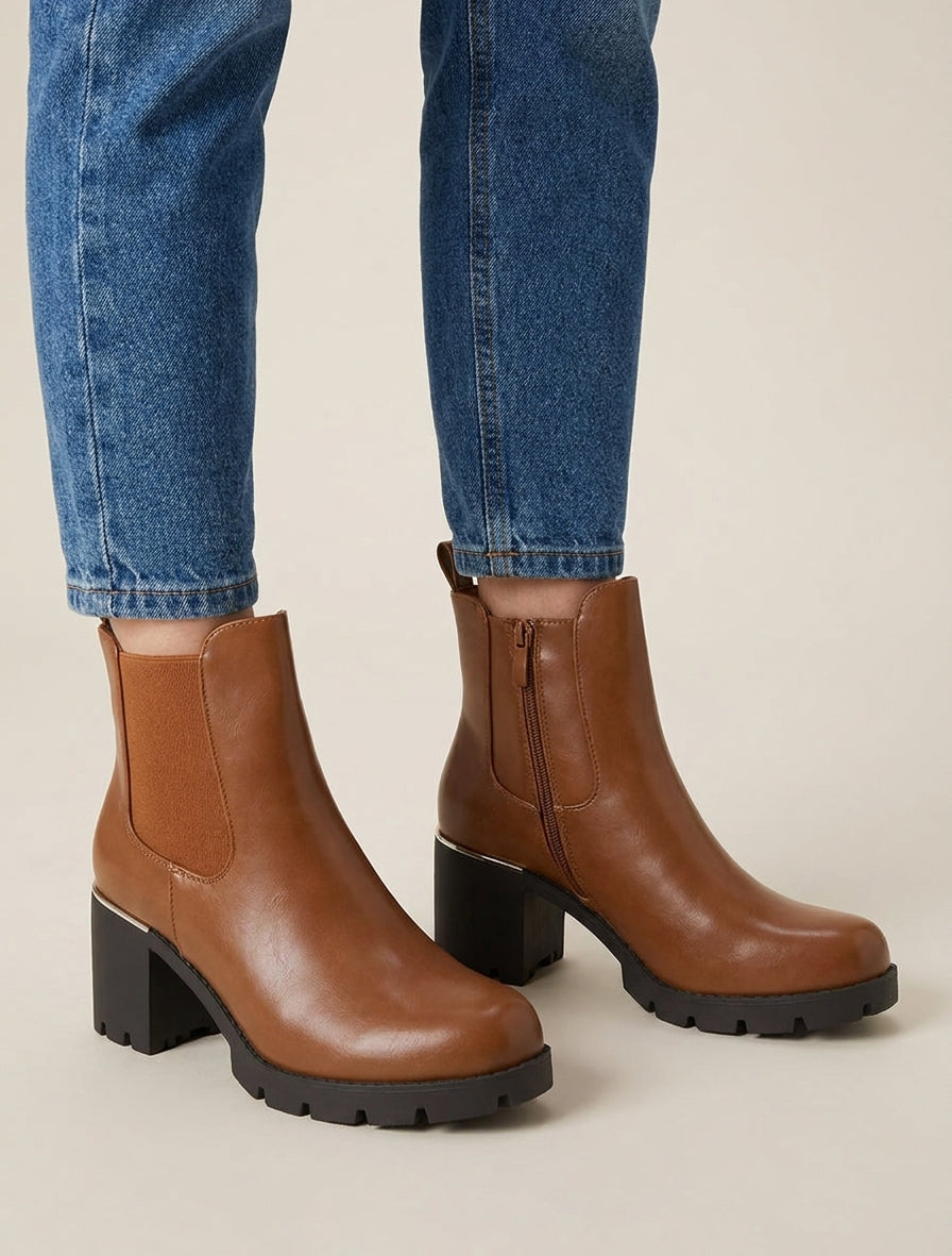 Bottines à cheville élastiquée - Camel